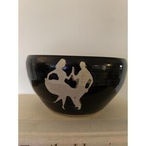 Ceramic Bowl - Black and creme Tavern Silhouette, Artist signed